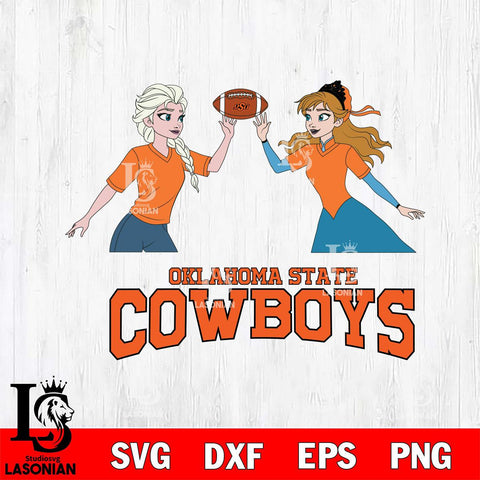 Oklahoma State Cowboys Elsa & Anna Football Cricut,Christmas SVG DXF EPS PNG FILE, NCAA Digital Download,Instant Download, Silhouette