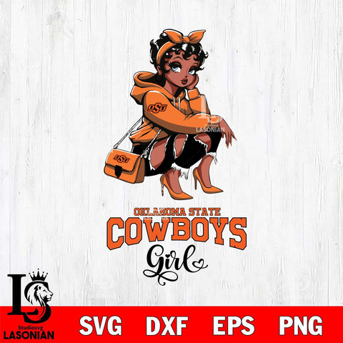 Oklahoma State Cowboys Fashion Black Fan Girl Betty Boop, Svg Eps Dxf Png File, Digital Download