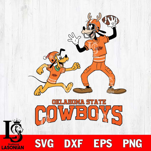 Oklahoma State Cowboys Goofy & Pluto Football Cricut,Christmas SVG DXF EPS PNG FILE, NCAA Digital Download,Instant Download, Silhouette