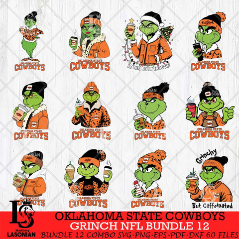 Oklahoma State Cowboys Grinch NCAA Bundle 12 SVG Eps Dxf Png File, Digital Download, Instant Download