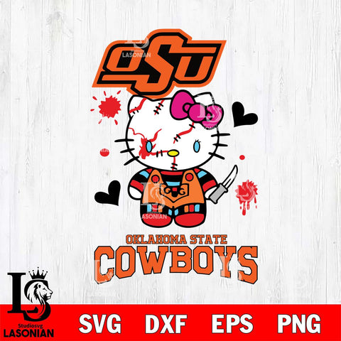 Oklahoma State Cowboys Hello Kitty Horror 2 Svg Eps Dxf Png File, Digital Download