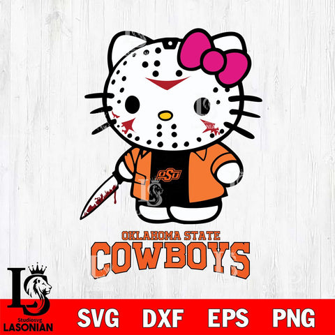 Oklahoma State Cowboys Hello Kitty Horror 3 Svg Eps Dxf Png File, Digital Download