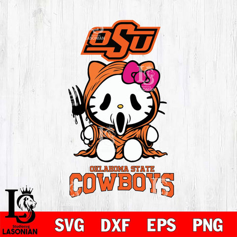 Oklahoma State Cowboys Hello Kitty Horror 4 Svg Eps Dxf Png File, Digital Download