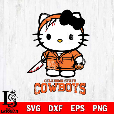 Oklahoma State Cowboys Hello Kitty Horror 5 Svg Eps Dxf Png File, Digital Download