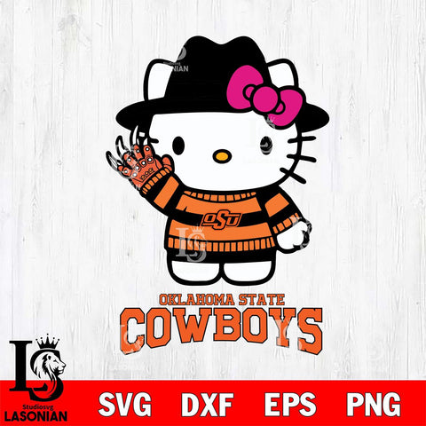 Oklahoma State Cowboys Hello Kitty Horror 6 Svg Eps Dxf Png File, Digital Download