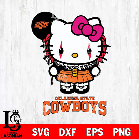 Oklahoma State Cowboys Hello Kitty Horror 7 Svg Eps Dxf Png File, Digital Download