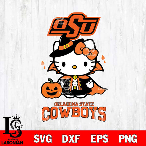 Oklahoma State Cowboys Hello Kitty Horror 9 Svg Eps Dxf Png File, Digital Download