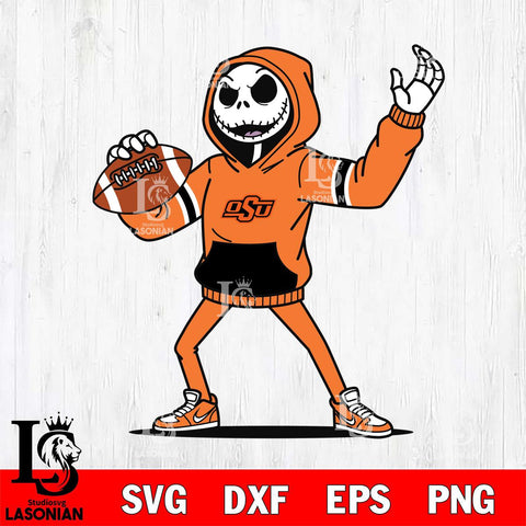 Oklahoma State Cowboys Jack Skellington Football Christmas File Cut, NCAA SVG DXF EPS PNG FILE, Digital Download , Criucut , Silhouette
