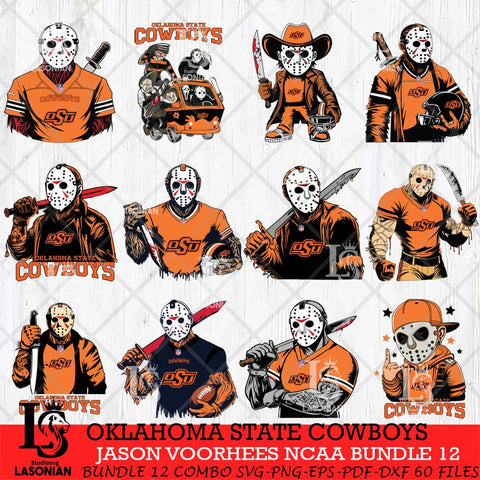 Oklahoma State Cowboys Jason Voorhees Horror Bundle 12 SVG Eps Dxf Png File, bundle NCAA svg, Digital Download, Instant Download