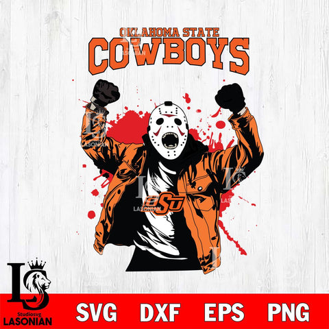 Oklahoma State Cowboys Jason Voorhees Horror Halloween 3 Svg Eps Dxf Png File, NCAA svg, Digital Download, Instant Download