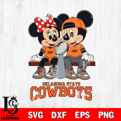 Oklahoma State Cowboys Mickey And Minnie Football Champions Svg Eps Dxf Png File, NCAA svg , Digital Download , Instant Download, Cricut File