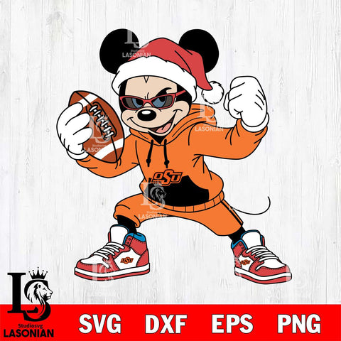 Oklahoma State Cowboys Mickey Cool Football Christmas File Cut, NCAA SVG DXF EPS PNG FILE, Digital Download , Criucut , Silhouette