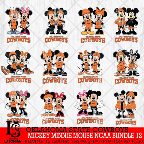 Oklahoma State Cowboys Mickey Minnie Mouse NCAA Bundle 12 Svg Eps Dxf Png File, Bundle NCAA svg , File Cut , Digital Download , Instant Download, Cut Svg Files