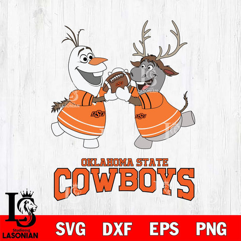 Oklahoma State Cowboys Olaf & Sven Football Cricut,Christmas SVG DXF EPS PNG FILE, NCAA Digital Download,Instant Download, Silhouette