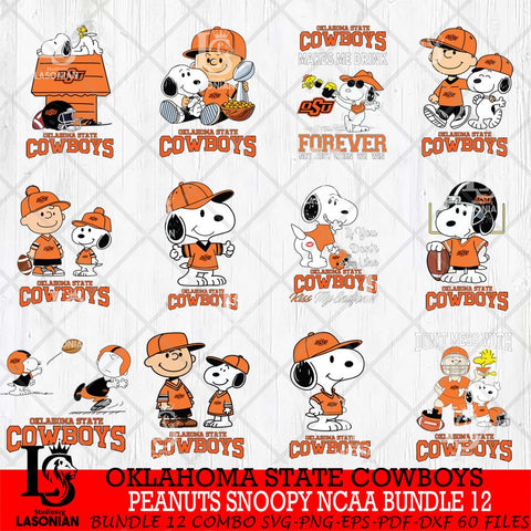 Oklahoma State Cowboys Peanuts Snoopy Player NCAA Bundle 12 SVG DXF EPS PNG FILE,Snoopy File Cut, bundle NCAA Digital Download,Instant Download, Silhouette