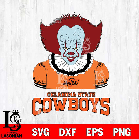 Oklahoma State Cowboys Pennywise Horror Sport 5 Svg Eps Dxf Png File, Digital Download