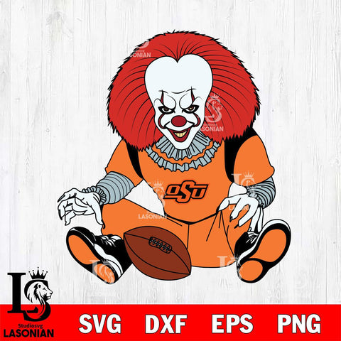 Oklahoma State Cowboys Pennywise Horror Sport 6 Svg Eps Dxf Png File, Digital Download