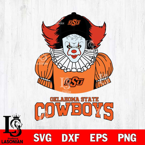 Oklahoma State Cowboys Pennywise Horror Sport 7 Svg Eps Dxf Png File, Digital Download