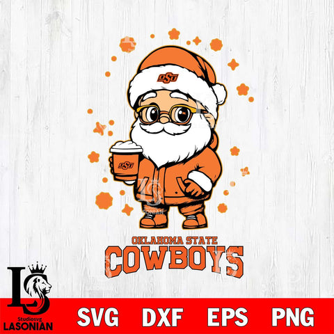 Oklahoma State Cowboys Santa Claus Coffe Svg dxf eps png pdf file,NCAA svg,Digital Download,Cricut file