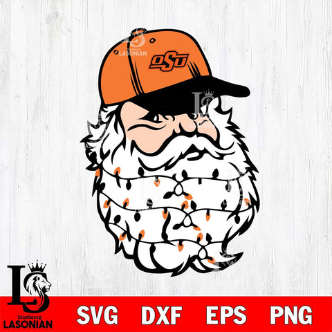 Oklahoma State Cowboys Santa Claus Face Svg dxf eps png pdf file,NCAA svg,Digital Download,Cricut file