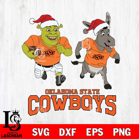 Oklahoma State Cowboys Shrek and Donkey Football Cricut,Christmas SVG DXF EPS PNG FILE, NCAA Digital Download,Instant Download, Silhouette