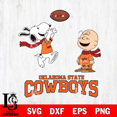 Oklahoma State Cowboys Snoopy & Charlie Brown Football Cricut,Christmas SVG DXF EPS PNG FILE, NCAA Digital Download,Instant Download, Silhouette