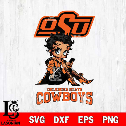 Oklahoma State Cowboys Style Black Fan Girl Betty Boop, Svg Eps Dxf Png File, Digital Download