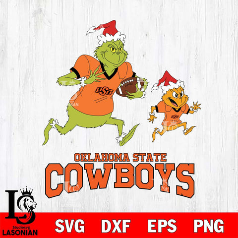 Oklahoma State Cowboys The Grinch & Max Football Cricut,Christmas SVG DXF EPS PNG FILE, NCAA Digital Download,Instant Download, Silhouette