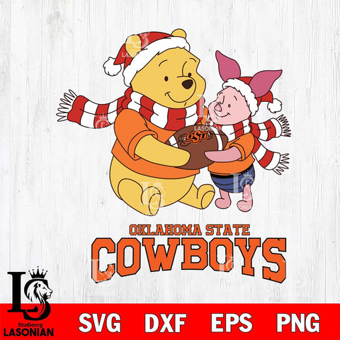 Oklahoma State Cowboys Winnie the Pooh & Piglet Football Cricut,Christmas SVG DXF EPS PNG FILE, NCAA Digital Download,Instant Download, Silhouette