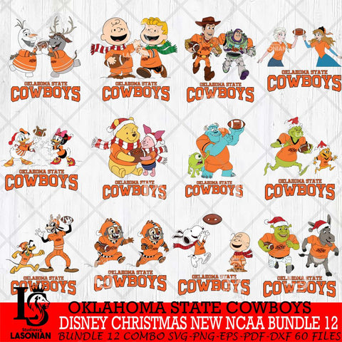 Oklahoma State Cowboys  Disney Christmas New NCAA Bundle 12 Cricut,Christmas SVG DXF EPS PNG FILE, BUNDLE NCAA Digital Download,Instant Download, Silhouette