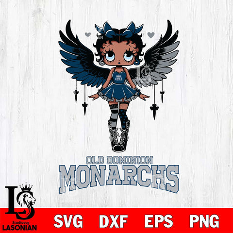 Old Dominion Monarchs Anglel Black Fan Girl Betty Boop, Svg Eps Dxf Png File, Digital Download