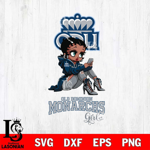 Old Dominion Monarchs Beauty Black Fan Girl Football, Svg Eps Dxf Png File, Digital Download