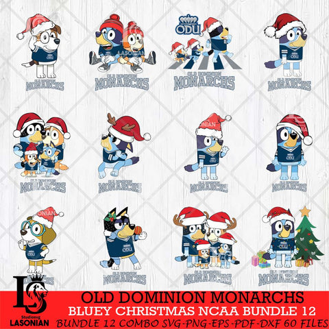 Old Dominion Monarchs Bluey Christmas NCAA Bundle 12 Cricut File Cut Files , Bluey Cricut , Christmas Svg , Bluey svg , Digital Download, dxf eps png pdf file