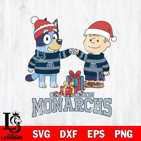 Old Dominion Monarchs Bluey With Charlie Brown Christmas File Cut, NCAA SVG DXF EPS PNG FILE, Digital Download,Instant Download, Silhouette