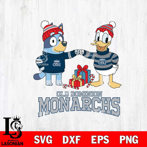 Old Dominion Monarchs Bluey With Donald Duck Christmas File Cut, NCAA SVG DXF EPS PNG FILE, Digital Download,Instant Download, Silhouette