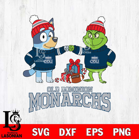 Old Dominion Monarchs Bluey With Grinch Christmas File Cut, NCAA SVG DXF EPS PNG FILE, Digital Download,Instant Download, Silhouette