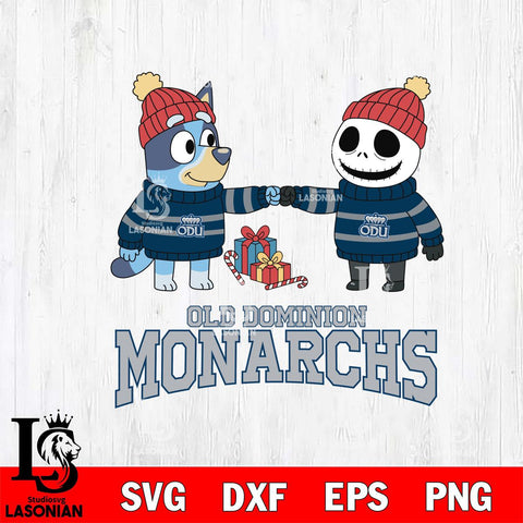 Old Dominion Monarchs Bluey With Jack Skellington Christmas File Cut, NCAA SVG DXF EPS PNG FILE, Digital Download,Instant Download, Silhouette