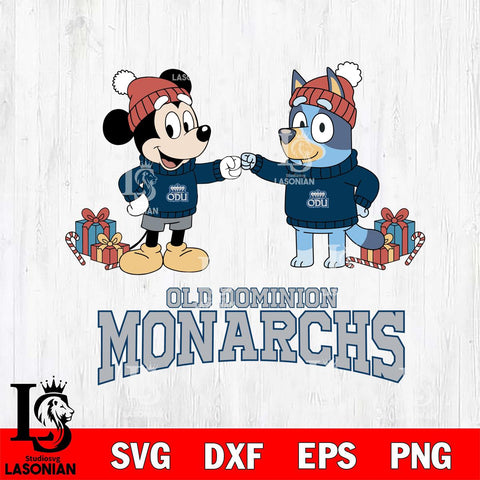 Old Dominion Monarchs Bluey With Mickey Christmas File Cut, NCAA SVG DXF EPS PNG FILE, Digital Download,Instant Download, Silhouette