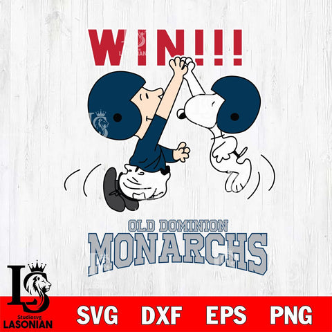 Old Dominion Monarchs Charlie Brown and Snoopy Win Svg Eps Dxf Png File, NCAA svg , Digital Download , Instant Download, Cricut File