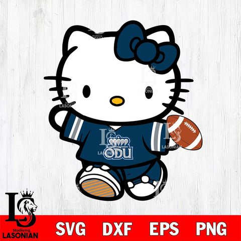 Old Dominion Monarchs Cute Hello Kitty Football 7 Svg Eps Dxf Png File, NCAA svg, Digital Download, Instant Download