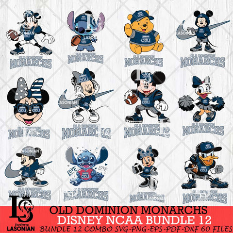 Old Dominion Monarchs Disney NCAA Bundle Svg PNG 12 Svg Eps Dxf Png File, Digital Download