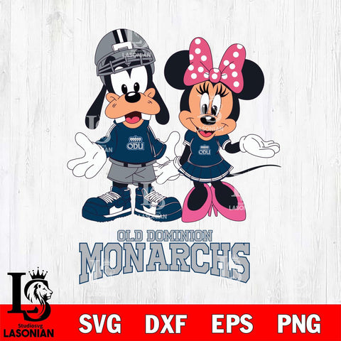 Old Dominion Monarchs Goofy and Minnie mouse Football SVG DXF EPS PNG FILE,NCAA svg ,Football Digital Download,Instant Download, Silhouette