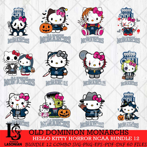 Old Dominion Monarchs Hello Kitty Horror NCAA Bundle 12 SVG Svg Eps Dxf Png File, Digital Download