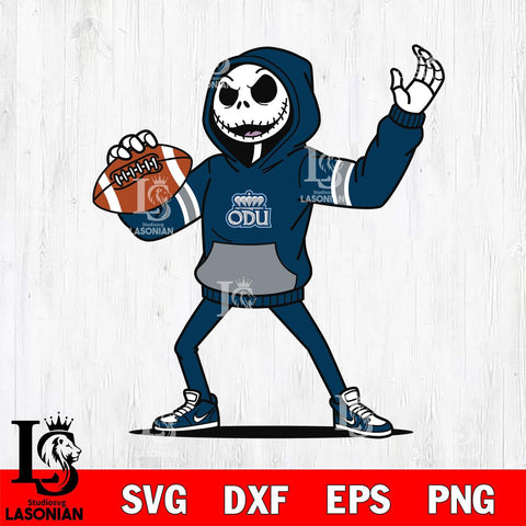 Old Dominion Monarchs Jack Skellington Football Christmas File Cut, NCAA SVG DXF EPS PNG FILE, Digital Download , Criucut , Silhouette