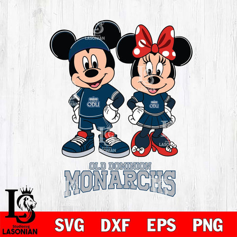Old Dominion Monarchs Mickey And Minnie Rugby Svg Eps Dxf Png File, NCAA svg , Digital Download , Instant Download, Cricut File