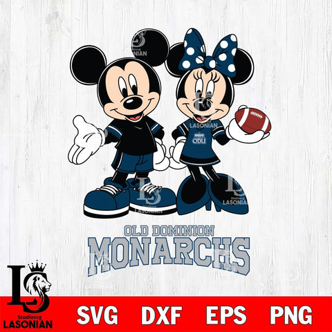 Old Dominion Monarchs Mickey Minnie Football Svg Eps Dxf Png File, NCAA svg , Digital Download , Instant Download, Cricut File