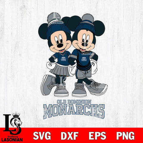 Old Dominion Monarchs Mickey Minnie Valentine Football Svg Eps Dxf Png File, NCAA svg , Digital Download , Instant Download, Cricut File
