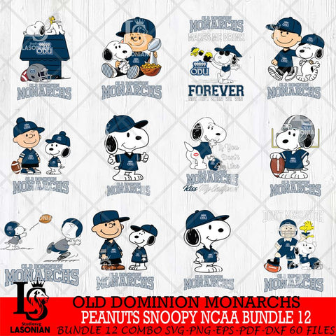 Old Dominion Monarchs Peanuts Snoopy Player NCAA Bundle 12 SVG DXF EPS PNG FILE,Snoopy File Cut, bundle NCAA Digital Download,Instant Download, Silhouette