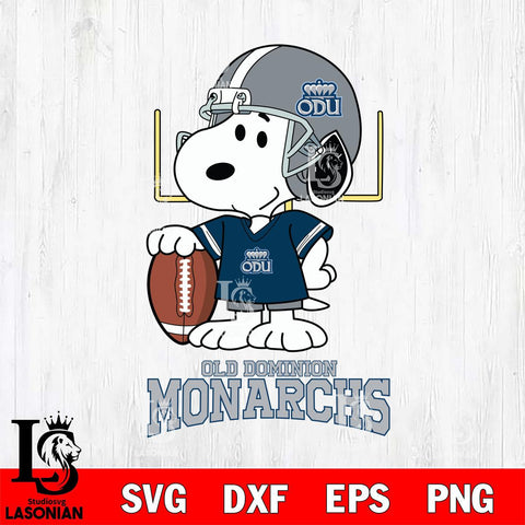 Old Dominion Monarchs Snoopy Player Football SVG DXF EPS PNG FILE,Snoopy File Cut, NCAA Digital Download,Instant Download,Christmas Silhouette