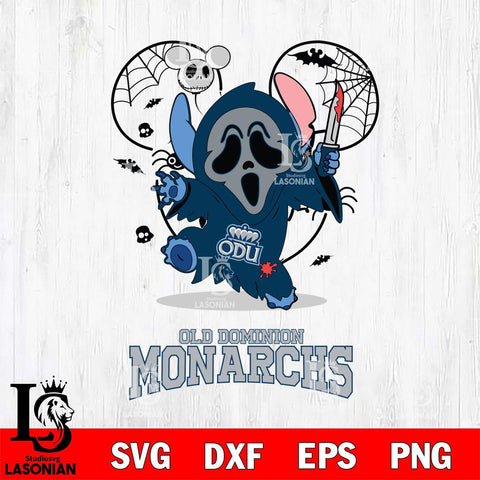 Old Dominion Monarchs Stitch Ghost Face Halloween 2 Svg Eps Dxf Png File, Digital Download, Instant Download